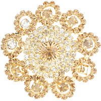 Accessher Traditional Gold Plated Dazzling and Sparkling Rhinestones Embellished Floral Design Saree Pin for Women/Kurta Brooch for Men/Garment Accessory Pack of 1