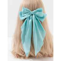 Trend By Kimaayra Luxury Satin Long Tail Hair Bow Alligator clip for Women and Girls, Gift for her, Gift for women, 1 Tail Hair Bow, Free Size (Sky Blue)