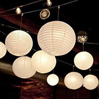 9FT Paper Lamp Lantern Shade for Decoration Hotels Home Diwali Light (10 Inch; White) 10 Pieces