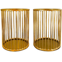 Craft Brio -A TRENDY HANDICRAFTS Metal Pen Pencil and Office Desk Stationery Organizers Holder Diwali Gifting Items (Golden, 3.5 X 3.5 X 5 Inches) - Set of 2