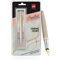 Cello Signature Crme Ivory Fountain Pen|Blue Ink|1 Fountain Pen + 1 Ink Cartridge|Iridium Nib|Premium Metal Pen|Stylish Gifts for Men & Women|Best Diwali Gift|Corporate Gifting