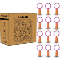 Lexton Cork Light | Bottle Light | Purple Copper String Light | Cork String Light | 12 Pieces | for Valentines day, Room dcor, Birthdays, Party,Diwali