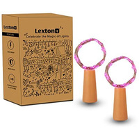 Lexton Cork Light | Bottle Light | Pink Copper String Light | Cork String Light | 2 Pieces | for Valentines Day, Room dcor, Birthdays, Party,Diwali