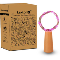 Lexton Cork Light | Bottle Light | Copper String Light | Cork String Light | for Valentines Day, Room dcor, Birthdays, Party,Diwali | Pack of 1, Pink
