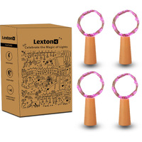 Lexton Cork Light | Bottle Light | Pink Copper String Light | Cork String Light | 4 Pieces | for Valentines Day, Room dcor, Birthdays, Party,Diwali