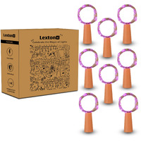 Lexton Cork Light | Bottle Light | Purple Copper String Light | Cork String Light | 8 Pieces | for Valentines day, Room dcor, Birthdays, Party,Diwali