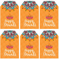 SVM CRAFT Happy Diwali Gift tag Colour Full Diwali Decoration Orange - 50 Pices