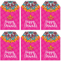 SVM CRAFT Happy Diwali Gift tag Colour Full Diwali Decoration Pink - 50 Pices
