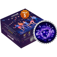 Lexton Lunar Decorative String Light/Fairy Light | 12.5 Meter, 75 LEDs | Plug Sourced | Suitable for Home & Outdoor Decoration, Diwali, Christmas, Wedding, Party, Lawn (Pack of 5, Blue)