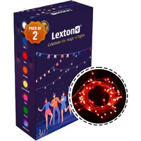 Lexton Lunar Decorative String Light/Fairy Light | 12.5 Meter, 75 LEDs | Plug Sourced | Suitable for Home & Outdoor Decoration, Diwali, Christmas, Wedding, Party, Lawn (Pack of 2, Red)