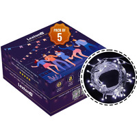 Lexton Lunar Decorative String Light/Fairy Light | 12.5 Meter, 75 LEDs | Plug Sourced | Suitable for Home & Outdoor Decoration, Diwali, Christmas, Wedding, Party, Lawn (Pack of 5, White)