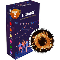 Lexton Lunar Decorative String Light/Fairy Light | 12.5 Meter, 75 LEDs | Plug Sourced | Suitable for Home & Outdoor Decoration, Diwali, Christmas, Wedding, Party, Lawn (Pack of 2, Yellow)