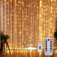 Lexton Curtain Lights 300 LEDs 10 Fairy Light 3Mtr, 8 Modes. Indoor/Outdoor Decoration for Diwali, Christmas, Wedding, Party, Home with Remote and USB Power Supply (Warm White, Pack of 1)