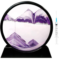 NYRWANA Sand Art, Moving Sand Art,Sand Art Decor Wall Painting, Natural Landscape in Motion Display with Flowing Sand Frame for Home Decor, Diwali Gift Item (10, Purple)