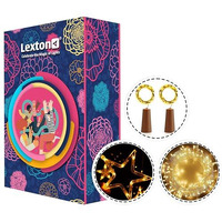 Lexton Combo of 36 Feet LED Decorative String Light & Star Curtain Light & 2pcs- Cork Lights for Festivals Home Decoration Diwali Christmas, Wedding (Warm White, 64 Feet x 3)