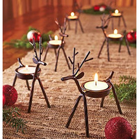 The Purple Tree Cast Iron Christmas Reindeer Tealight Holder, (Pack of 2), Christmas Candle Holder, Diwali Candle Holder, tealight Holder, Diwali Gift, Best Gift for Diwali Decor, Diwali Decoration,