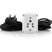 HI PLASST PINS N PLUGS Hi-Plasst Single Socket Extension Switch Board With Long Wire, 4Yard And 6A 3-Pin Top Plug & 3Pin Multiplug For Diwali Lights Balcony Dcor (Only Socket),230Volts