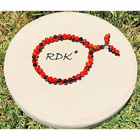 RDK Natural Red Chirmi/Gunja Ratti Bracelet (40 Beads With 6 Mini Bead) Lakshmi Upasana, Diwali Pooja Wealth Beads, Fang-sue, Vastu, Poojan Samagri (Pack of 2)