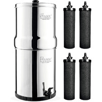 RAMA Gravity Water Filter, 8 Litre Storage (17 Litre Total Capacity) 304 High Grade Stainless Steel Water Filter for Home, 10 Year Manufacturer Warranty with 4 Carbon Candle and Plastic Tap