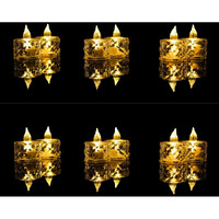 SATYAM KRAFT 12 Pcs Flameless and Smokeless Decorative Crystal Candles Transparent Acrylic Led Tea Light Candle for Decoration (Yellow, 2 cm)
