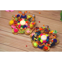 JH Gallery Recycled Material Rajasthani Raja Rani Puppet/Dolls Decorative Tealight Candle Holder (Pack of 2)