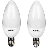 wipro Garnet 3W LED Frosted Candle Bulb |Cool Day White (6500K)|E14 Base|for Chandeliers & Decorative Lights|4Kv Surge Protection |440V High Voltage Protection |Energy Efficient |Pack of 2