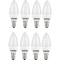 wipro Garnet 3W Led Frosted Candle Bulb |Cool Day White (6500K)|E14 Base|For Chandeliers & Decorative Lights|4Kv Surge Protection |440V High Voltage Protection |Energy Efficient |Pack Of 8