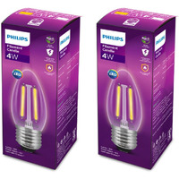 PHILIPS 4-watt Filament Candle LED Bulb | Clear Candle Bulb for Home & Decoration | Bulb Base: E27, Cool White | Pack of 2
