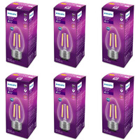 PHILIPS 4-watt Filament Candle LED Bulb | Clear Candle Bulb for Home & Decoration | Bulb Base: E27, Cool White | Pack of 6