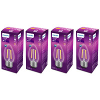 PHILIPS 4-watt Filament Candle LED Bulb | Clear Candle Bulb for Home & Decoration | Bulb Base: E27, Cool White | Pack of 4