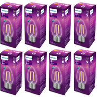 PHILIPS 4-watt Filament Candle LED Bulb | Clear Candle Bulb for Home & Decoration | Bulb Base: E27, Cool White | Pack of 8