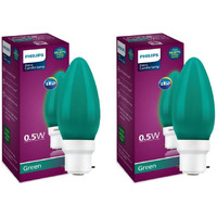 Philips LED Deco Green 0.5W Glass Candle (Pack of 2)