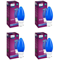 Philips LED Deco Blue 0.5W Glass Candle (Pack of 4)