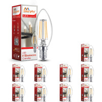 Murphy 5-watt Round Shape Filament Candle LED Bulb | Filament Candle Bulb Home & Decoration|Bulb Base: E14, Color: Warm White|Pack of 10