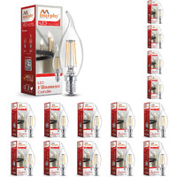 Murphy 5-watt Flame Shape Filament Candle LED Bulb | Filament Candle Bulb Home & Decoration|Bulb Base: E14, Color: Warm White|Pack of 15