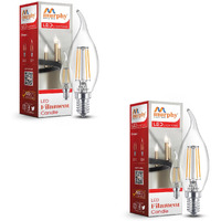 Murphy 5-watt Flame Shape Filament Candle LED Bulb | Filament Candle Bulb Home & Decoration|Bulb Base: E14, Color: Warm White|Pack of 2
