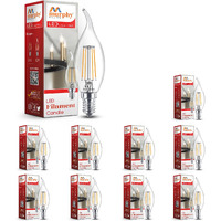 Murphy 5-watt Flame Shape Filament Candle LED Bulb | Filament Candle Bulb Home & Decoration|Bulb Base: E14, Color: Warm White|Pack of 10