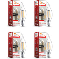 Murphy 5-watt Flame Shape Filament Candle LED Bulb | Filament Candle Bulb Home & Decoration|Bulb Base: E14, Color: Warm White|Pack of 4