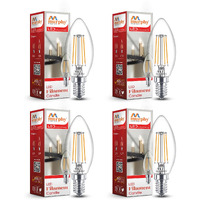 Murphy 5-watt Round Shape Filament Candle LED Bulb | Filament Candle Bulb Home & Decoration|Bulb Base: E14, Color: Warm White|Pack of 4