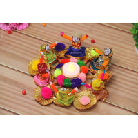 JH Gallery Handmade Recycled Material Rajasthani Dolls Puppet Tealight Candle Holder, Multicolor (13 cm x 13 cm 6.5 cm, Pack of 1)