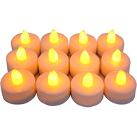 Casa Illuminate 12 Pcs Flameless and Smokeless Decorative Acrylic Candles Transparent Led Tea Light Candle for Gifting, House, Home Decor (Yellow, 2 cm)