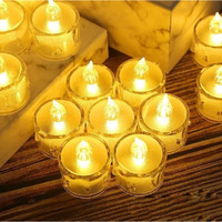 Casa Illuminate 6 Pcs Flameless and Smokeless Decorative Crystal Candles Transparent Acrylic Led Tea Light Candle for Decoration (6 Pieces, Yellow, 5 cm x 3.2 cm)