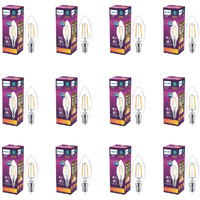 Philips E14 Clear Candle 400-Lumen Decorative Wall Lights (4W, Pack of 12, Warm White)