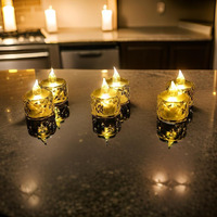 Casa Illuminate 30 Pcs Flameless and Smokeless Decorative Crystal Candles Transparent Acrylic Led Tea Light Candle for Decoration (30 Pieces, Yellow, 5 cm)