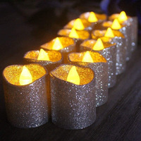SATYAM KRAFT 6 Pcs Flameless and Smokeless Decorative Acrylic Glitter led Candle Tea Light Candle Perfect for Gifting,Festival Decoration,Home Decor Candles (4.7 cm) (Silver)