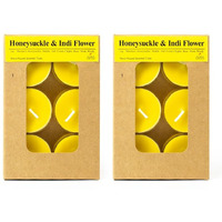 AuraDecor Scented Soy Wax Acrylic Tealight Candle, Organic Luxury Aroma, Aromatic/Aromatherapy Candle || Burning Time upto 4 hours (Honey Suckle & IndiFlower, Pack of 12 Tealights)