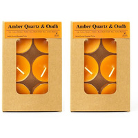 AuraDecor Scented Soy Wax Acrylic Tealight Candle, Organic Luxury Aroma, Aromatic/Aromatherapy Candle || Burning Time upto 4 hours (Amber Quartz & Oudh, Pack of 12 Tealights)