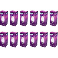 Philips 4-Watt 400-lumen Frosted Candle E14 Base (Cool White, Pack of 12) - Decorative, Ambience for Chandeliers, Wall lights, Desk lamps, Floor lamps