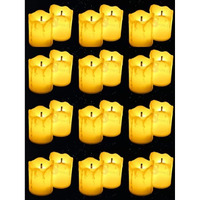 SATYAM KRAFT 24 Pcs Acrylic LED Tea Light Flameless & Smokeless Melting Candle Perfect for Gifts, Home, Room, Birthday,Home Decoration (Yellow, 5 cm)