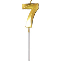 Party Decorz Number 7 Gold Candle | Seven Number Candle |Number 7 Metallic Gold Candle for Birthday,Anniversary, Surprise Party Cake Decoration Candle